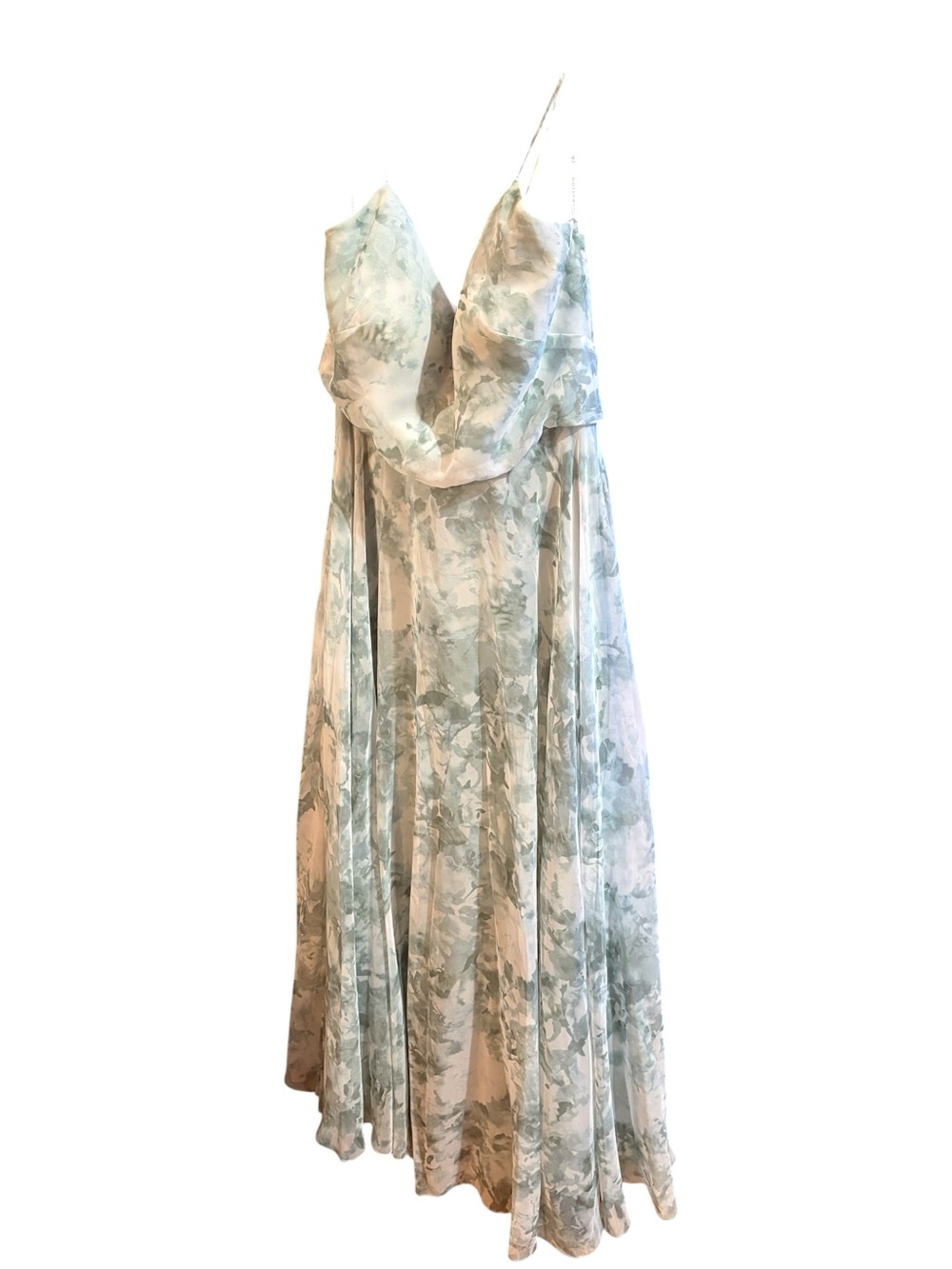 JENNY YOO Soft Sage Green Floral Chiffon Spaghetti Strap Maxi Dress - Picture 5 of 6